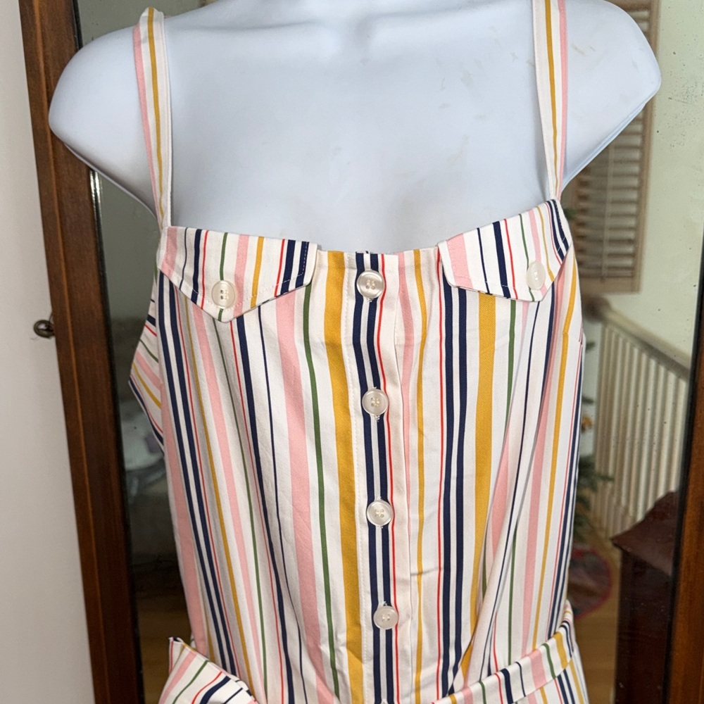 Anthropologie Maeve Easy Sleeveless Multicolor Striped Shirting Jumpsuit NWT M - Picture 5 of 10